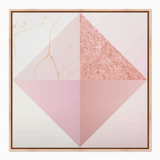 Quadro em Tela Canvas Geométrico Triângulos Rose