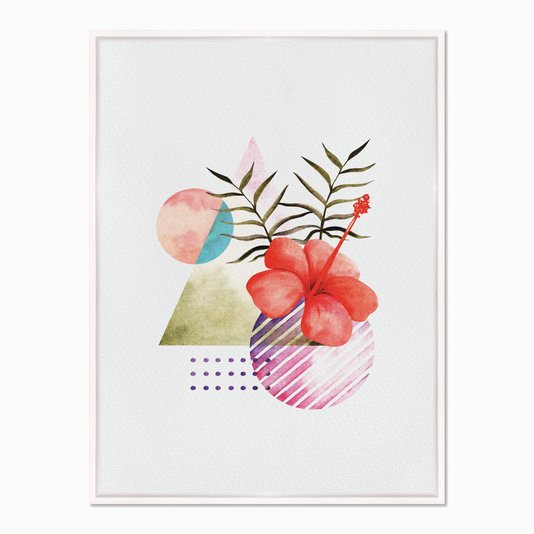 Quadro em Tela Canvas Geométricos com Flor Vermelha