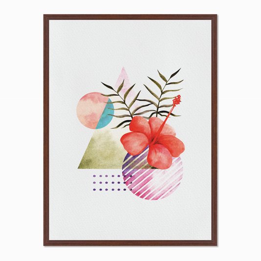 Quadro em Tela Canvas Geométricos com Flor Vermelha