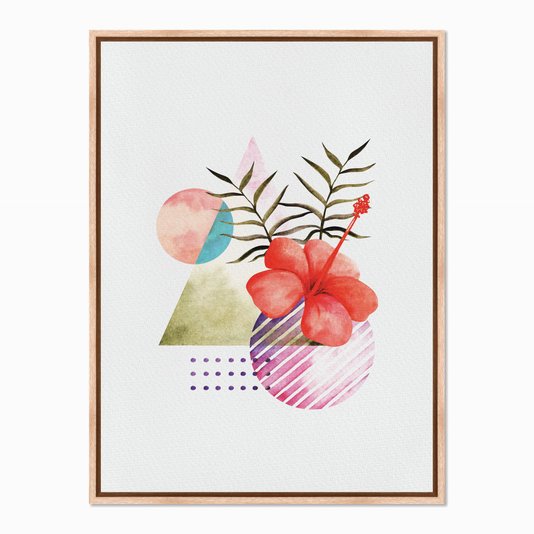 Quadro em Tela Canvas Geométricos com Flor Vermelha