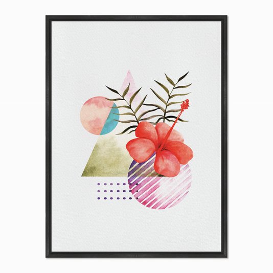 Quadro em Tela Canvas Geométricos com Flor Vermelha