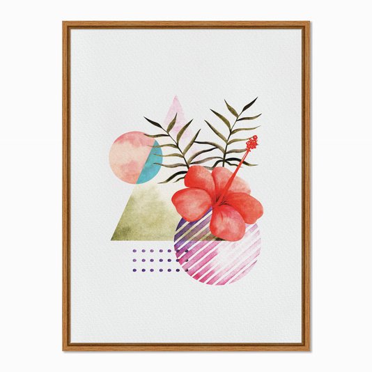 Quadro em Tela Canvas Geométricos com Flor Vermelha