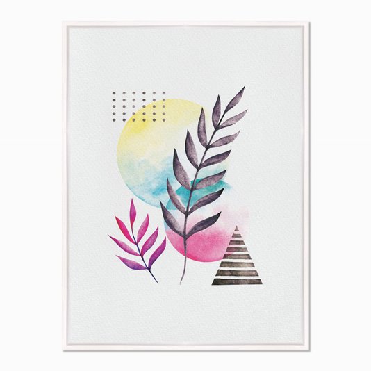 Quadro em Tela Canvas Geométricos com Folhas Coloridas