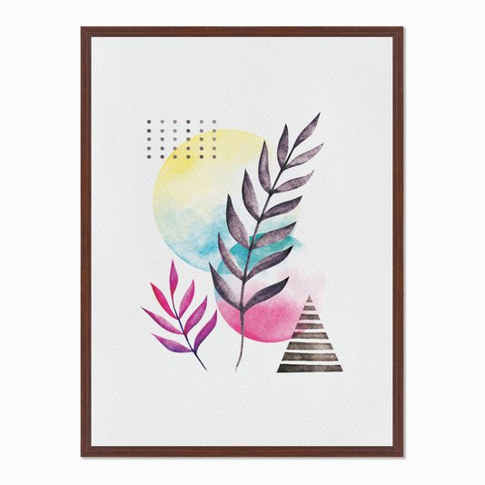 Quadro em Tela Canvas Geométricos com Folhas Coloridas