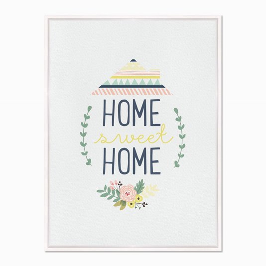 Quadro em Tela Canvas Home Sweet Home com Flores