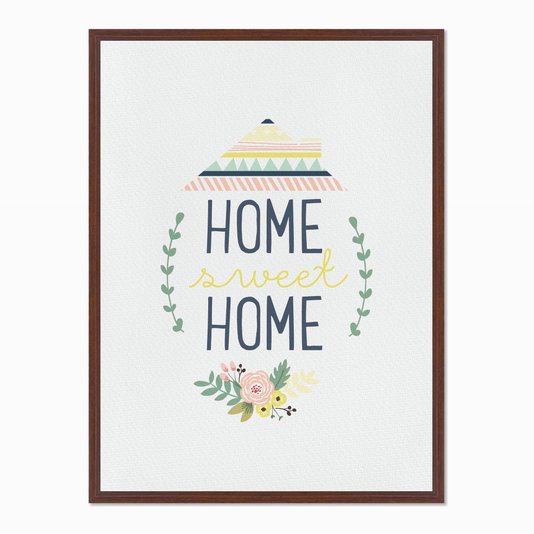 Quadro em Tela Canvas Home Sweet Home com Flores