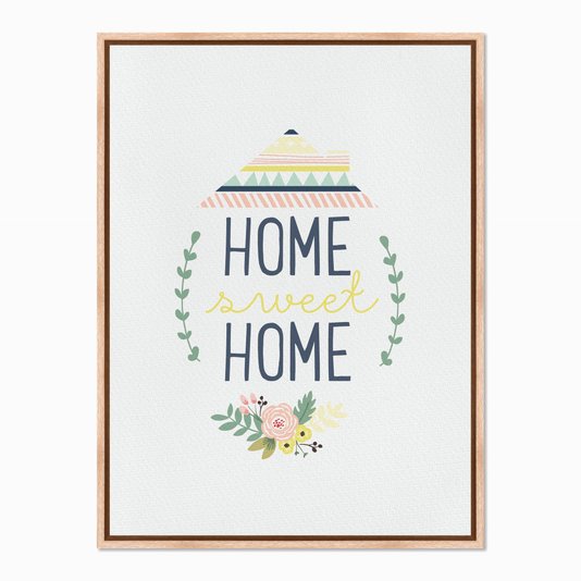 Quadro em Tela Canvas Home Sweet Home com Flores