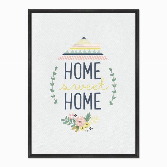 Quadro em Tela Canvas Home Sweet Home com Flores