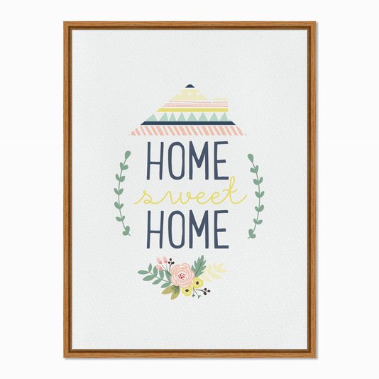Quadro em Tela Canvas Home Sweet Home com Flores