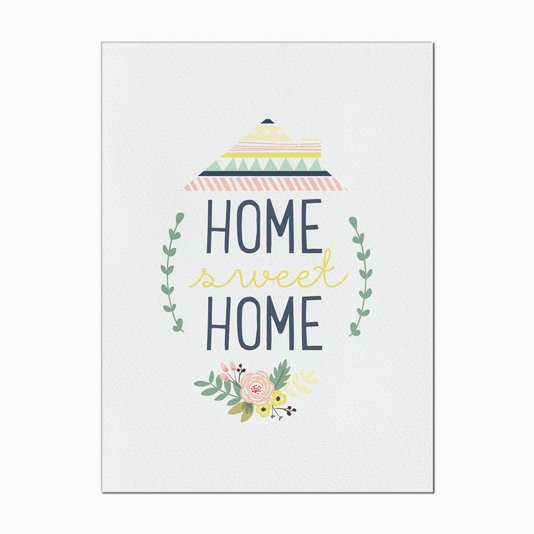 Quadro em Tela Canvas Home Sweet Home com Flores