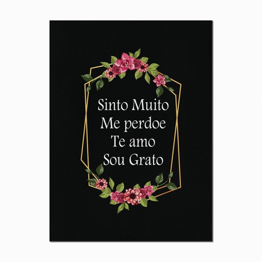 Quadro em Tela Canvas Hooponopono Sinto Muito, Me Perdoe, Te Amo, Sou Grato