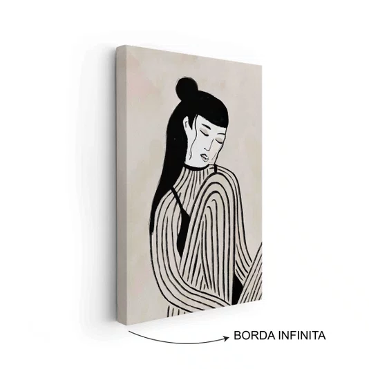 Quadro Em Tela Canvas Ilustração Feminina Estilo Modern Heritage