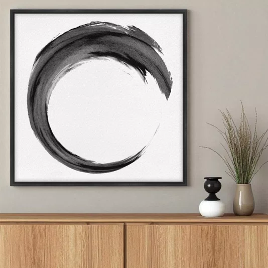 Quadro em Tela Canvas Inku Pintura Enso no Estilo Sumiê