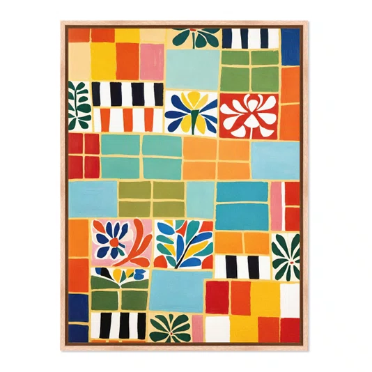 Quadro Em Tela Canvas Ladrilho Abstrato Estilo Modern Heritage