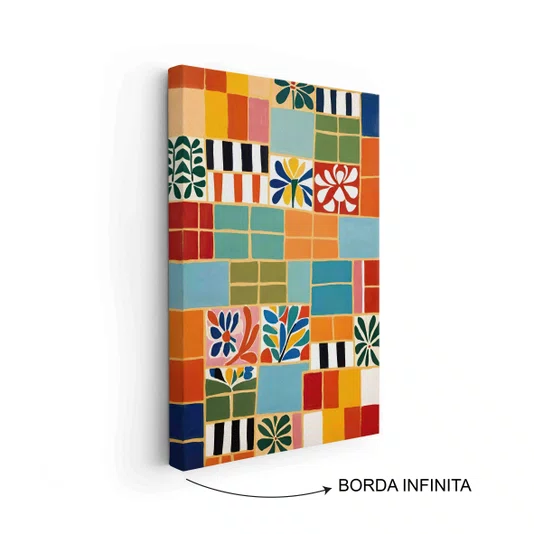 Quadro Em Tela Canvas Ladrilho Abstrato Estilo Modern Heritage