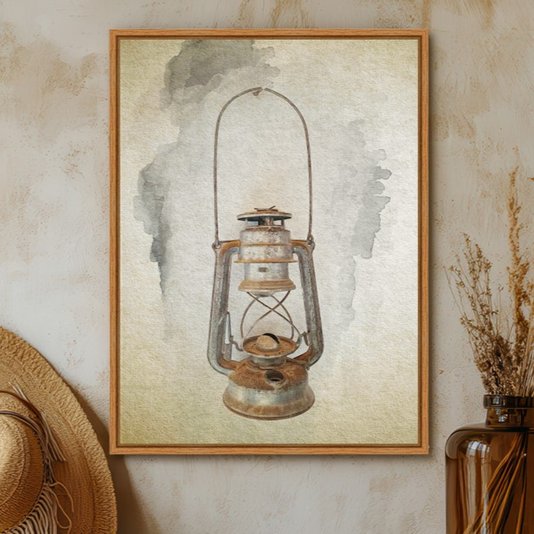 Quadro Em Tela Canvas Lampião Vintage Farmhouse