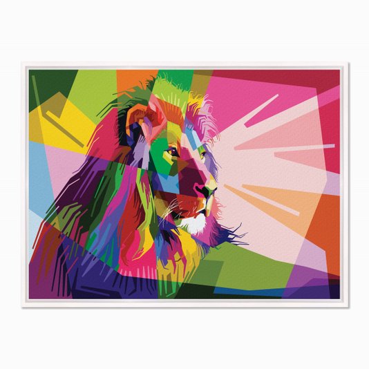 Quadro em Tela Canvas Leão Geométrico Colorido