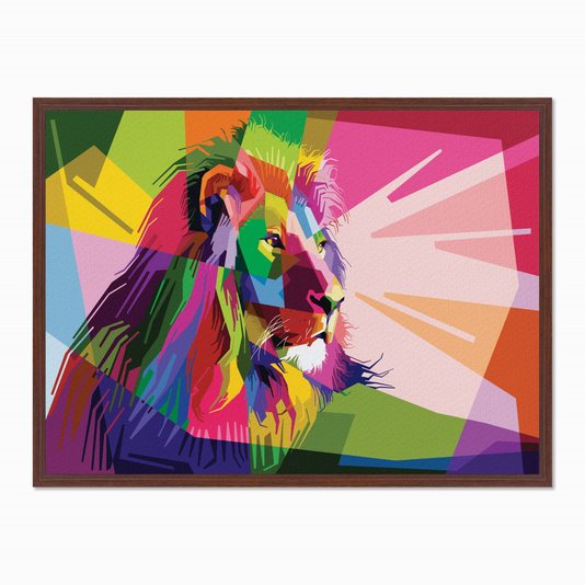 Quadro em Tela Canvas Leão Geométrico Colorido