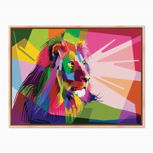Quadro em Tela Canvas Leão Geométrico Colorido