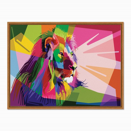 Quadro em Tela Canvas Leão Geométrico Colorido
