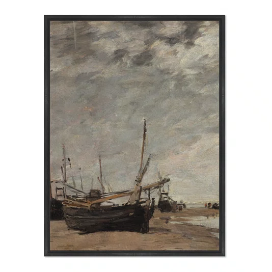 Quadro Em Tela Canvas "Maré Baixa, Veleiros Encalhados" de Eugène Boudin