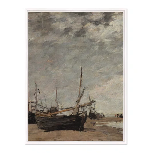 Quadro Em Tela Canvas "Maré Baixa, Veleiros Encalhados" de Eugène Boudin