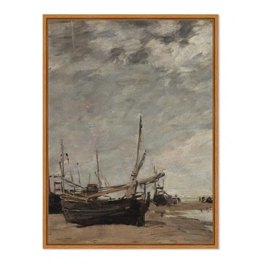 Quadro Em Tela Canvas "Maré Baixa, Veleiros Encalhados" de Eugène Boudin