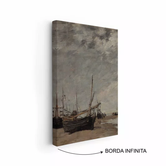 Quadro Em Tela Canvas "Maré Baixa, Veleiros Encalhados" de Eugène Boudin