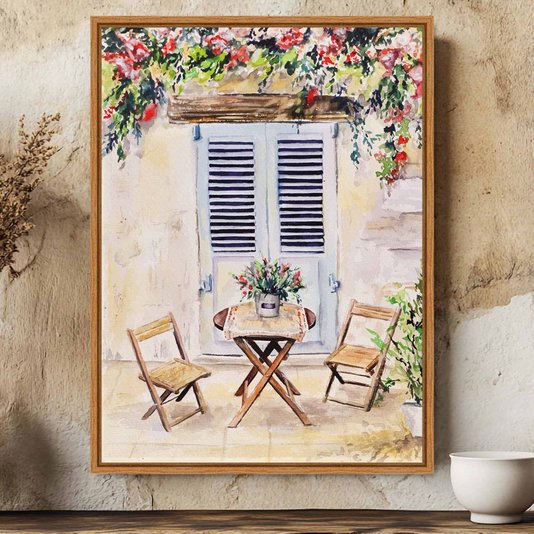 Quadro Em Tela Canvas Mesa E Cadeiras De Madeira Vintage