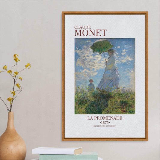 Quadro em Tela Canvas Mulher com Sombrinha de Claude Monet