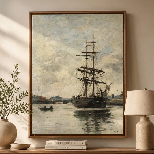 Quadro Em Tela Canvas "Navio no Touques" de Eugène Boudin