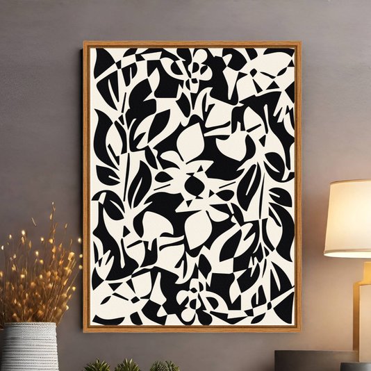 Quadro Em Tela Canvas Padrão Abstrato Estilo Japandi