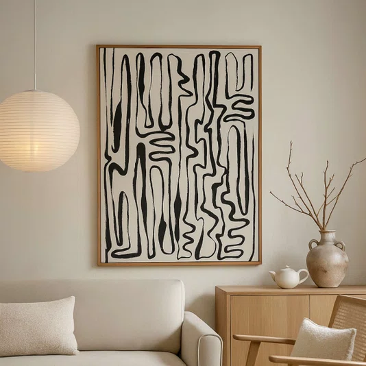 Quadro Em Tela Canvas Padrão Abstrato Minimalista Estilo Japandi