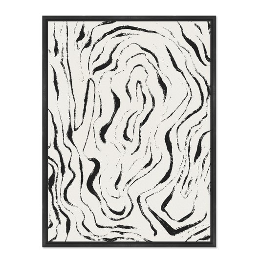 Quadro Em Tela Canvas Padrão De Curvas Abstrato Estilo Japandi