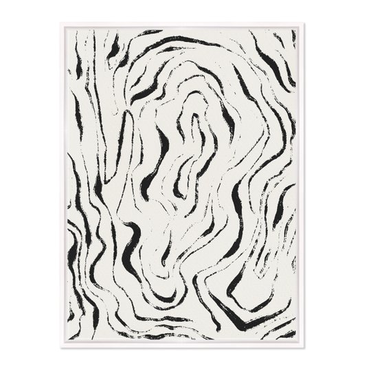 Quadro Em Tela Canvas Padrão De Curvas Abstrato Estilo Japandi
