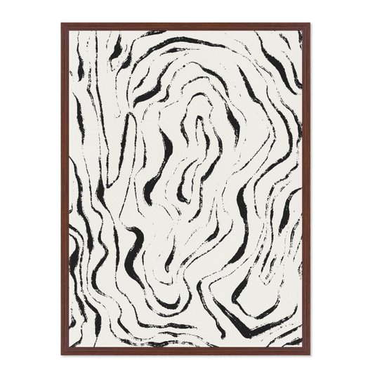 Quadro Em Tela Canvas Padrão De Curvas Abstrato Estilo Japandi