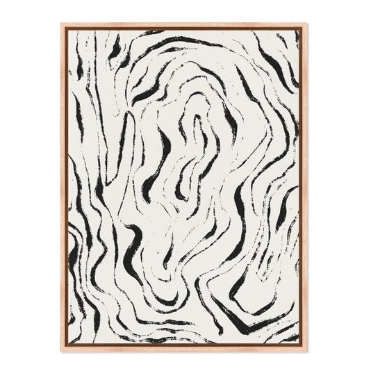 Quadro Em Tela Canvas Padrão De Curvas Abstrato Estilo Japandi