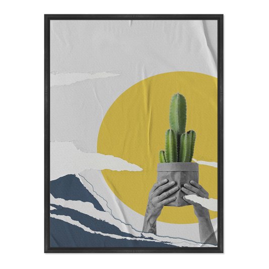 Quadro em Tela Canvas Paisagem Abstrata Com Cacto