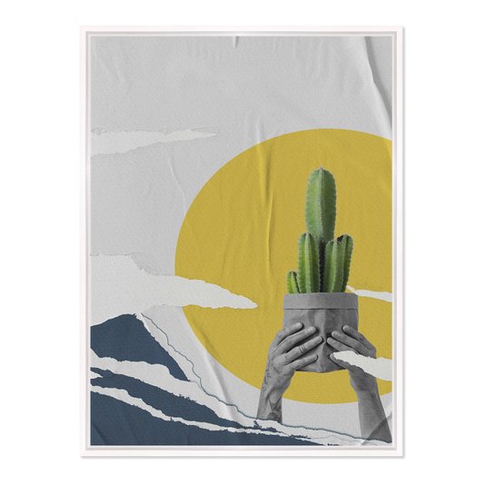 Quadro em Tela Canvas Paisagem Abstrata Com Cacto