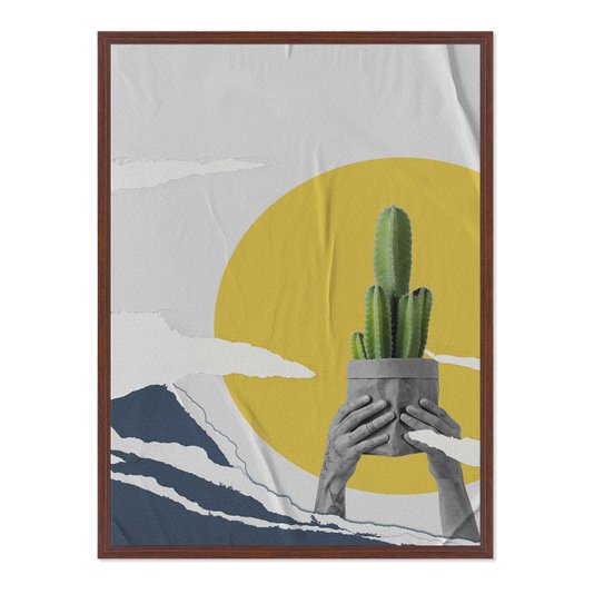Quadro em Tela Canvas Paisagem Abstrata Com Cacto
