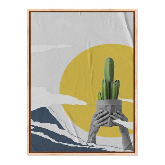 Quadro em Tela Canvas Paisagem Abstrata Com Cacto