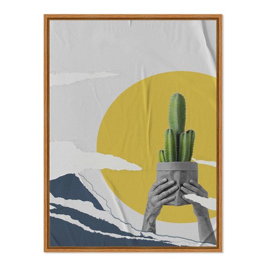 Quadro em Tela Canvas Paisagem Abstrata Com Cacto