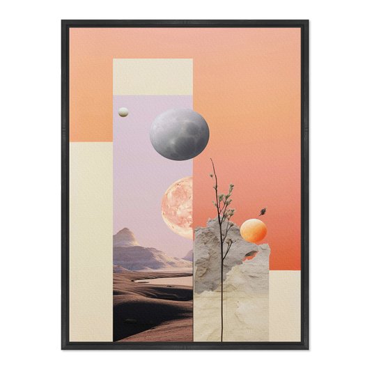 Quadro em Tela Canvas Paisagem Abstrata Rosa com Lua