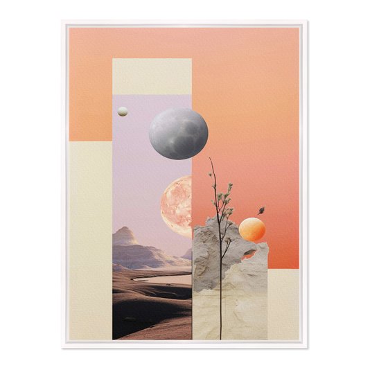 Quadro em Tela Canvas Paisagem Abstrata Rosa com Lua
