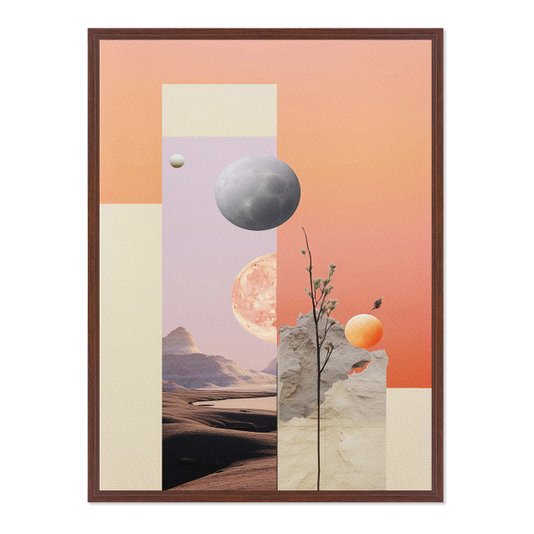 Quadro em Tela Canvas Paisagem Abstrata Rosa com Lua