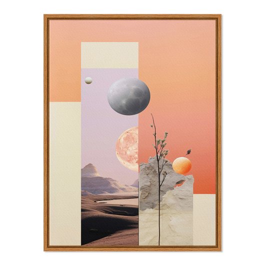 Quadro em Tela Canvas Paisagem Abstrata Rosa com Lua