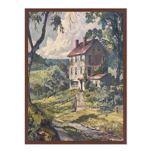 Quadro Em Tela Canvas Paisagem Casa De Campo Vintage Farmhouse