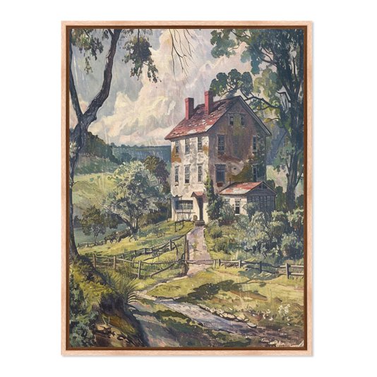 Quadro Em Tela Canvas Paisagem Casa De Campo Vintage Farmhouse