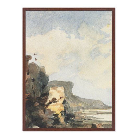 Quadro Em Tela Canvas Paisagem Praia Rochosa Abstrata Vintage