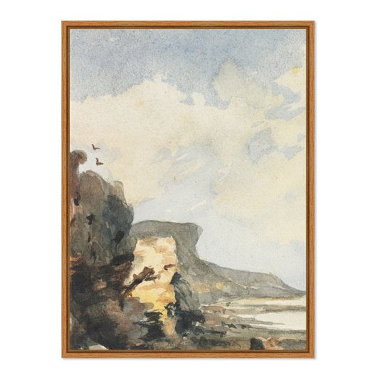 Quadro Em Tela Canvas Paisagem Praia Rochosa Abstrata Vintage